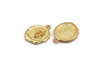 Gold Leaf Charm, 2 Gold Plated Brass Leaf Charm Earrings With 1 Loop, Pendants, Findings (16x18mm) N0887