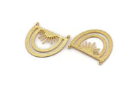 Gold Sun Pendant, Gold Plated Brass Sunshine Pendant With 2 Loops (35x28x0.80mm) N0971