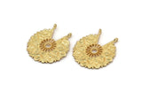 Gold Ethnic Charm, Gold Plated Brass Ethnic Charm With 2 Loops, Earring, Finding, Pendant (33x30mm) N0834