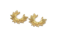 Gold Sun Charm, 2 Gold Plated Brass Sunshine Charms With 2 Loops, Pendants (31x25x1.5mm) N1280