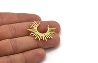 Gold Sun Charm, 2 Gold Plated Brass Sunshine Charms With 2 Loops, Pendants (31x25x1.5mm) N1280