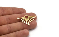 Gold Sun Pendant, 2 Gold Plated Brass Hammered Sunny Pendants (36x23x1.7mm) N1267