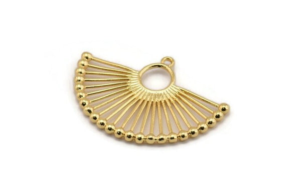 Gold Ethnic Pendant , Gold Plated Brass Ethnic Motif Pendant With 1 Loop, Finding, Earring, Charm (43x29mm) N0872
