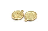 Altın Papatya Charm, 1 Halkalı 2 Altın Kaplama Pirinç Çiçek Charm Küpe, Kolye Uçları, Bulgular (16x18mm) N0889