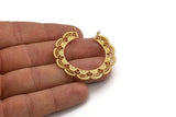 Gold Leaf Charm, Gold Plated Brass Leaf Pendant With 2 Loops, Earring, Finding (44x43x1.5mm) N1048