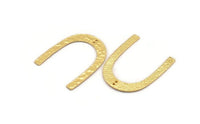Gold Geometric Charm, Hammered Gold Plated Brass U Shaped Pendant With 2 Holes, Charm, Finding (42x36x1mm) N0931