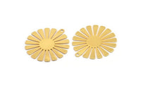 Gold Sun Charm, 4 Gold Plate Brass Sun Charms With 1 Loop, Findings, Earrings (27x25x0.40mm) D1423