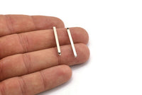 Tiny Necklace Bar, 12 Antique Silver Plated Brass Bar Connectors, Necklace, Earring, Bracelet Findings With 1 Hole (2x30mm) BS 1780