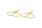 Brass Leaf Charm, Raw Brass Ginkgo Leaf Charms With 1 Loop, Charm Pendants (32x36x0.60mm) A5054