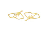 Brass Leaf Charm, Raw Brass Ginkgo Leaf Charms With 1 Loop, Charm Pendants (32x36x0.60mm) A5054