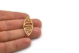 Brass Marquise Charm, 12 Raw Brass Snake Patterned Oval Shaped Charms With 1 Hole (39x15x0.80mm) A4998