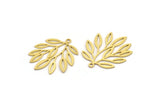 Brass Leaf Charm, 8 Raw Brass Branch Charms With 1 Loop, Charm Pendants (27x22.5x0.60mm) A5026