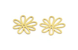 Brass Flower Charm, 12 Raw Brass Flower Charms With 1 Hole, Earring Findings (22x21x0.60mm) A5117