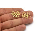 Brass Flower Charm, 12 Raw Brass Flower Charms With 1 Hole, Earring Findings (22x21x0.60mm) A5117