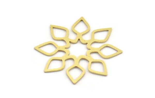 Brass Symmetry Charm, 12 Raw Brass Optical Symmetry Charms, Earring Charms (32x30x0.60mm) A5126