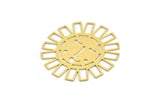 Brass Sun Charm, 2 Raw Brass Sun Patterned And Face Shaped Charms, Charm Pendants (41x0.60mm) A5125