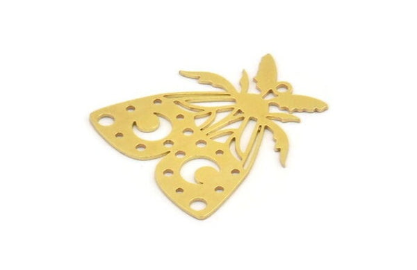 Brass Butterfly Charm, 6 Raw Brass Butterfly Charms With 1 Loop, Earring Findings (28x26x0.60mm) A5338