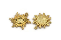 Gold Badge Charm, 2 Gold Plated Brass Rosette Charms With 1 Loop, Pendants, Earrings (26x25mm) N0825