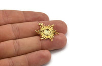 Gold Badge Charm, 2 Gold Plated Brass Rosette Charms With 1 Loop, Pendants, Earrings (26x25mm) N0825