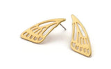 Gold Wing Earring, 2 Gold Plated Brass Wing Stud Earrings, Findings (29x11x1mm) N1131