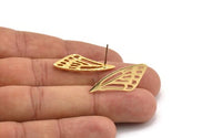 Gold Wing Earring, 2 Gold Plated Brass Wing Stud Earrings, Findings (29x11x1mm) N1131