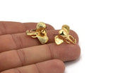 Gold Elephant Earring, 2 Gold Plated Brass Elephant Stud Earrings (19mm) N1042