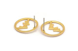 Gold Mountain Earring, 4 Gold Plated Brass Mountain Shaped Stud Earrings (18x0.80mm) M02720 A0239