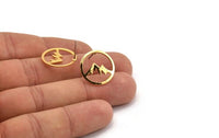 Gold Mountain Earring, 4 Gold Plated Brass Mountain Shaped Stud Earrings (18x0.80mm) M02720 A0239