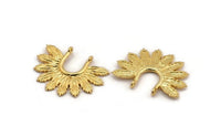Gold Leaf Charm, 2 Gold Plated Brass Leaf Charm Pendants With 2 Loops Earrings, Findings (33x25mm) N0820