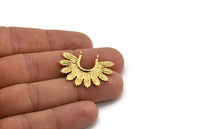 Gold Leaf Charm, 2 Gold Plated Brass Leaf Charm Pendants With 2 Loops Earrings, Findings (33x25mm) N0820
