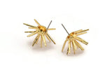 Gold Molecule Earring, 2 Gold Plated Brass Molecule Stud Earrings (27x15mm) N1252