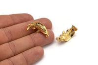 Gold Fish Charm, Gold Plated Brass Fish Charm With 1 Loop, Pendant, Finding (28mm) N0866