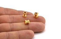 4 Gold Plated Brass Industrial Tubes, Spacer Beads, Findings (7x6mm) D0144