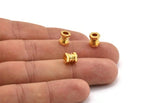 4 Gold Plated Brass Industrial Tubes, Spacer Beads, Findings (7x6mm) D0144