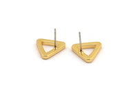 Gold Triangle Earring, 4 Gold Plated Brass Triangle Stud Earrings (12x2mm) D0020 A1145