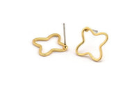 Gold Flower Earring, 8 Gold Plated Brass Flower Stud Earrings (12x1mm) BS 2020 A1782