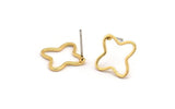 Gold Flower Earring, 8 Gold Plated Brass Flower Stud Earrings (12x1mm) BS 2020 A1782