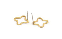 Gold Flower Earring, 8 Gold Plated Brass Flower Stud Earrings (12x1mm) BS 2020 A1782