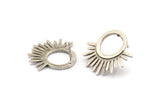 Silver Sun Earring, 2 Antique Silver Plated Brass Sunshine Stud Earrings (25x23x1.5mm) N1331