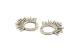 Silver Sun Earring, 2 Antique Silver Plated Brass Sunshine Stud Earrings (25x23x1.5mm) N1331
