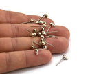 Silver Ball Earring, 24 Silver Plated Brass Ball Stud Earrings - Pad With 4mm Hole Hook BS 1799