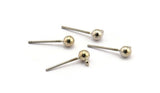 Silver Ball Earring, 24 Silver Plated Brass Ball Stud Earrings - Pad With 4mm Hole Hook BS 1799