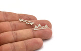 Silver Mountain Earring, 8 Antique Silver Plated Brass Mountain Shaped Stud Earrings (22x7x1mm) D0827 A1214