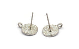 Silver Earring Posts, 8 Silver Plated Brass Round Earring Stud, Earring Charms With 1 Loop (9mm) N0803