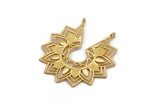 Gold Ethnic Pendant , Gold Plated Brass Ethnic Motif Pendant With 2 Loops, Findings, Earrings, Charms (43x46mm) N0875