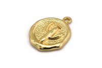 Gold Cactus Charm, Gold Plated Brass Cactus Charm With 1 Loop, Pendants, Findings (16x18mm) N0885