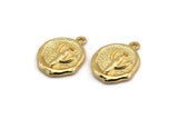 Gold Cactus Charm, Gold Plated Brass Cactus Charm With 1 Loop, Pendants, Findings (16x18mm) N0885