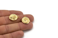 Gold Cactus Charm, Gold Plated Brass Cactus Charm With 1 Loop, Pendants, Findings (16x18mm) N0885