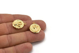Gold Cactus Charm, Gold Plated Brass Cactus Charm With 1 Loop, Pendants, Findings (16x18mm) N0885