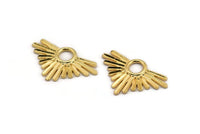 Gold Sun Pendant, Gold Plated Brass Sun Pendant (33x21mm) N0948